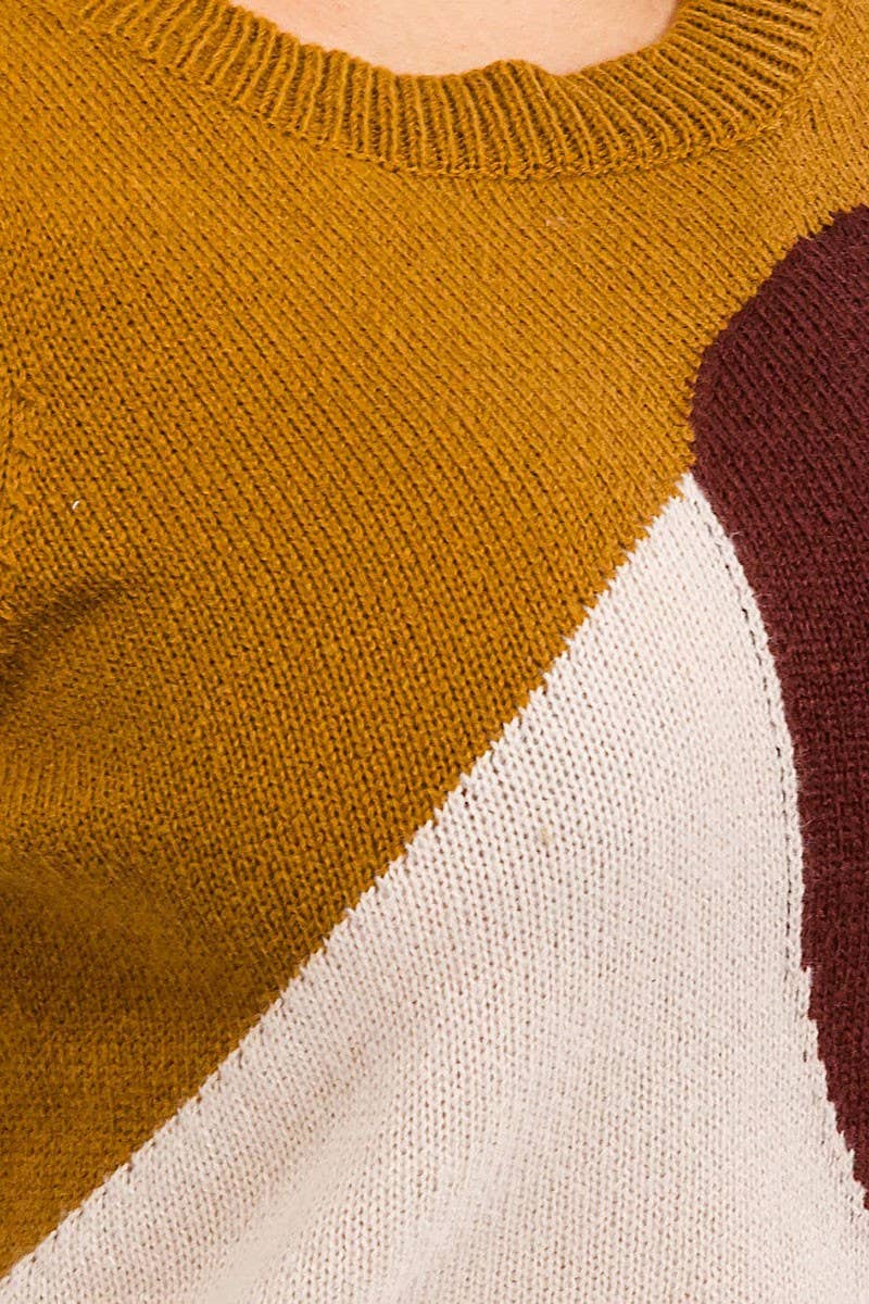 LONG SLEEVE COLORBLOCK PULLOVER SWEATER