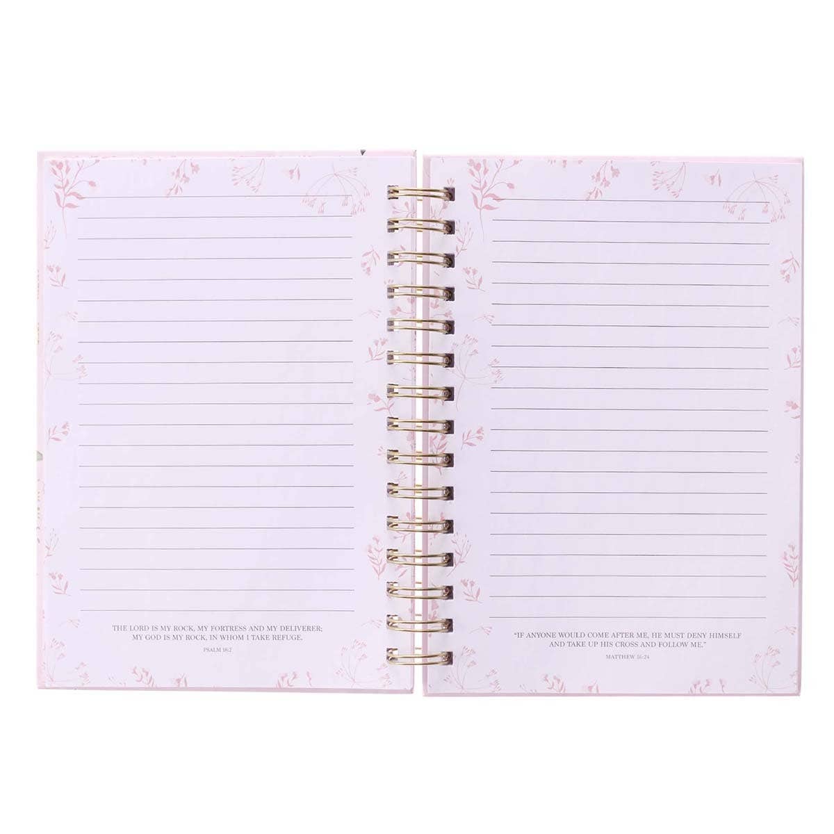 Journal Wirebound Pink Floral New Strength Ps. 23:3