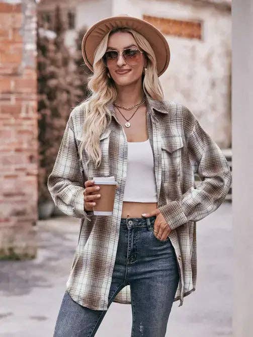 Women's Autumn and Winter Casual Oversized Plaid Shirt