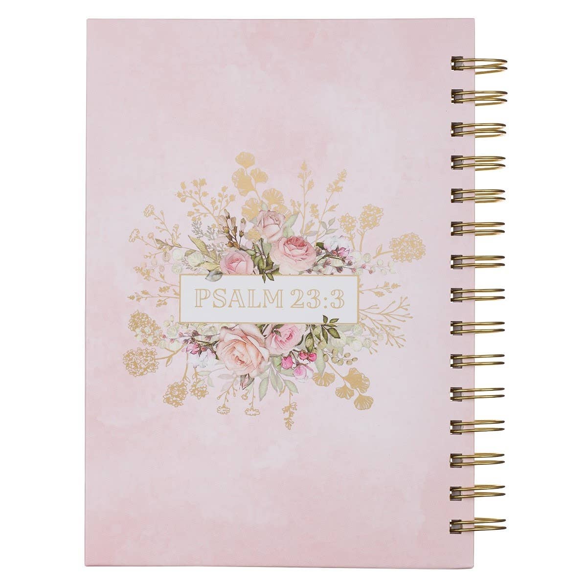 Journal Wirebound Pink Floral New Strength Ps. 23:3