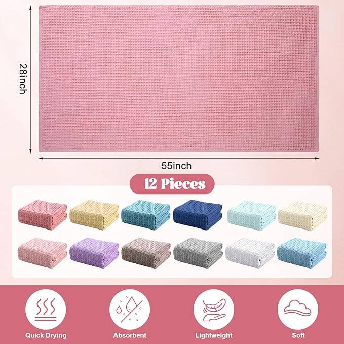 Oversized Waffle Cotton Bath Towel - Multicolor