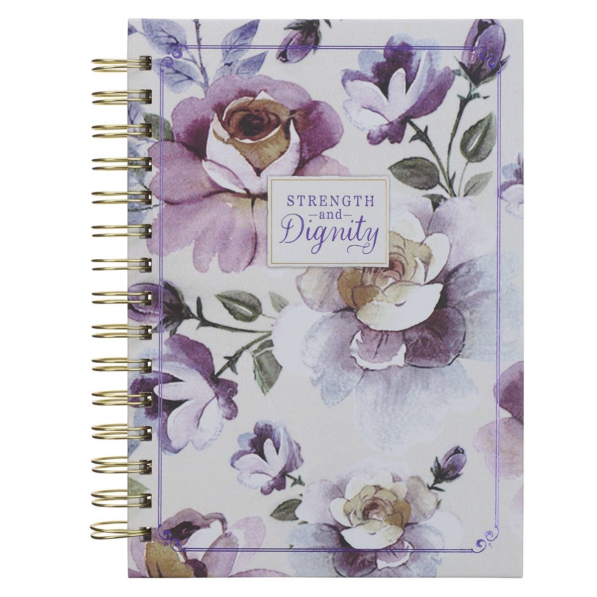Journal Wirebound Purple Floral Strength & Dignity Prov31:25