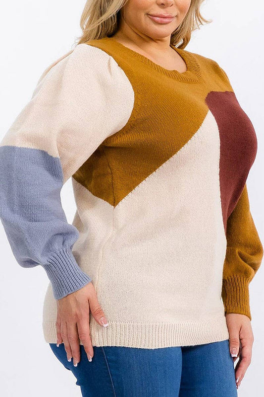 LONG SLEEVE COLORBLOCK PULLOVER SWEATER