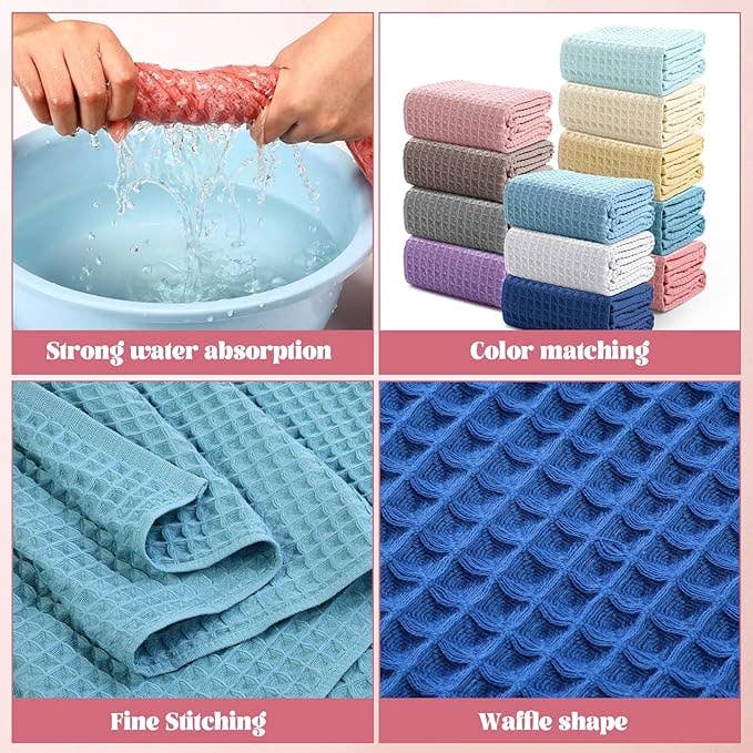 Oversized Waffle Cotton Bath Towel - Multicolor