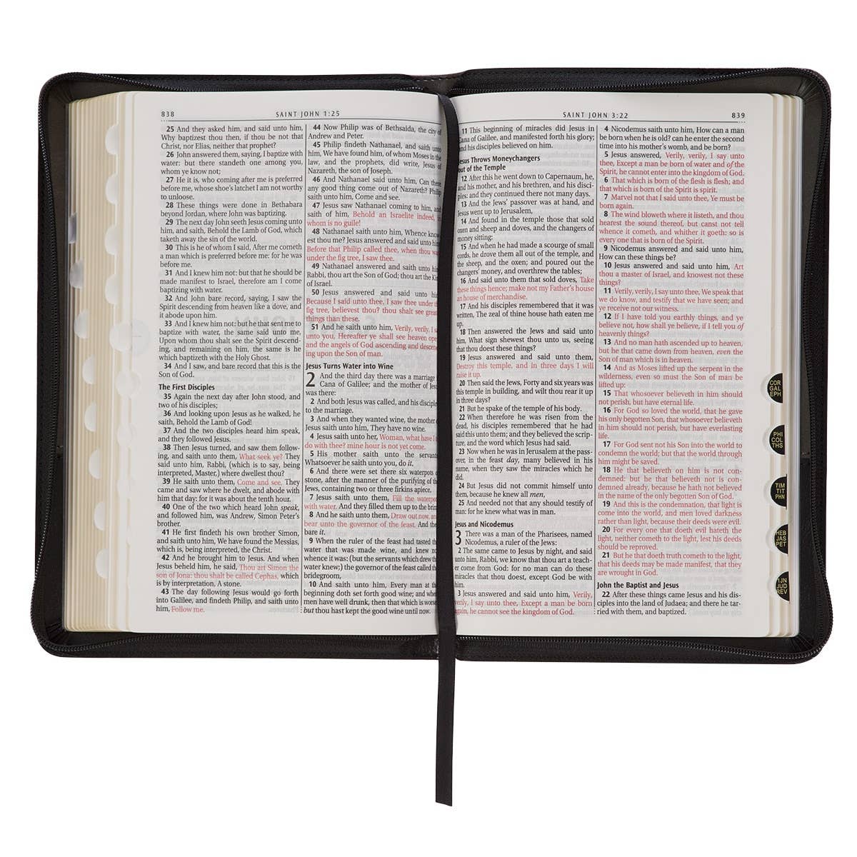 KJV Bible Deluxe Gift Faux Leather, Gray/Black w/zipper