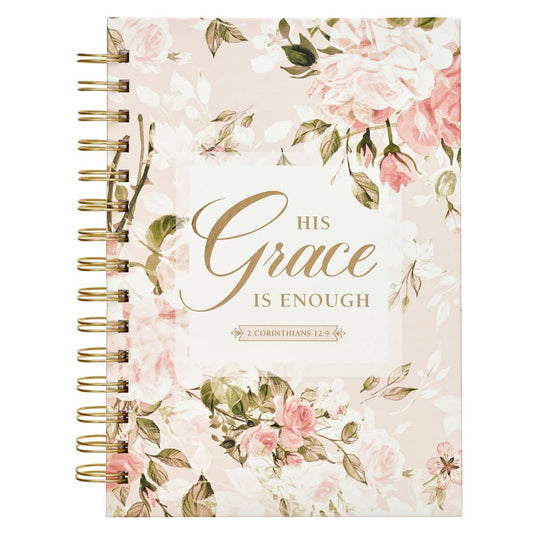 Journal Wirebound Pink Floral His Grace 2 Cor. 12:9