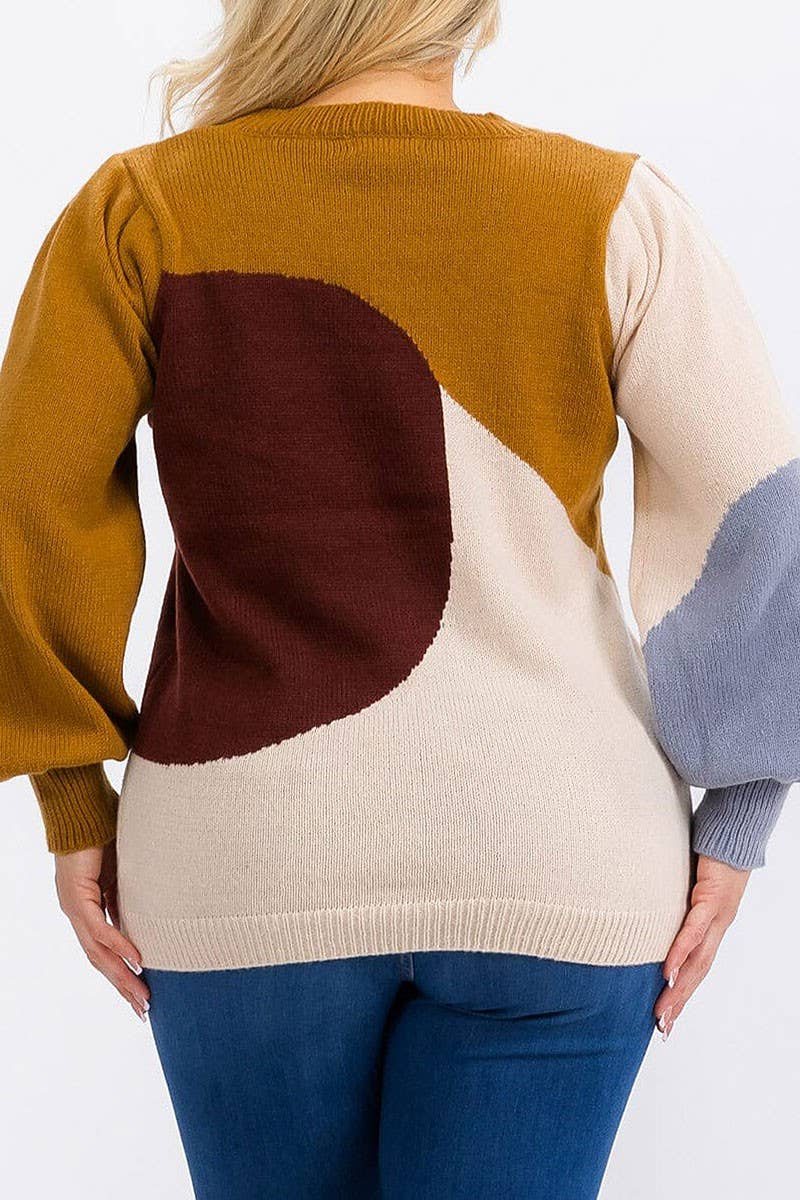 LONG SLEEVE COLORBLOCK PULLOVER SWEATER