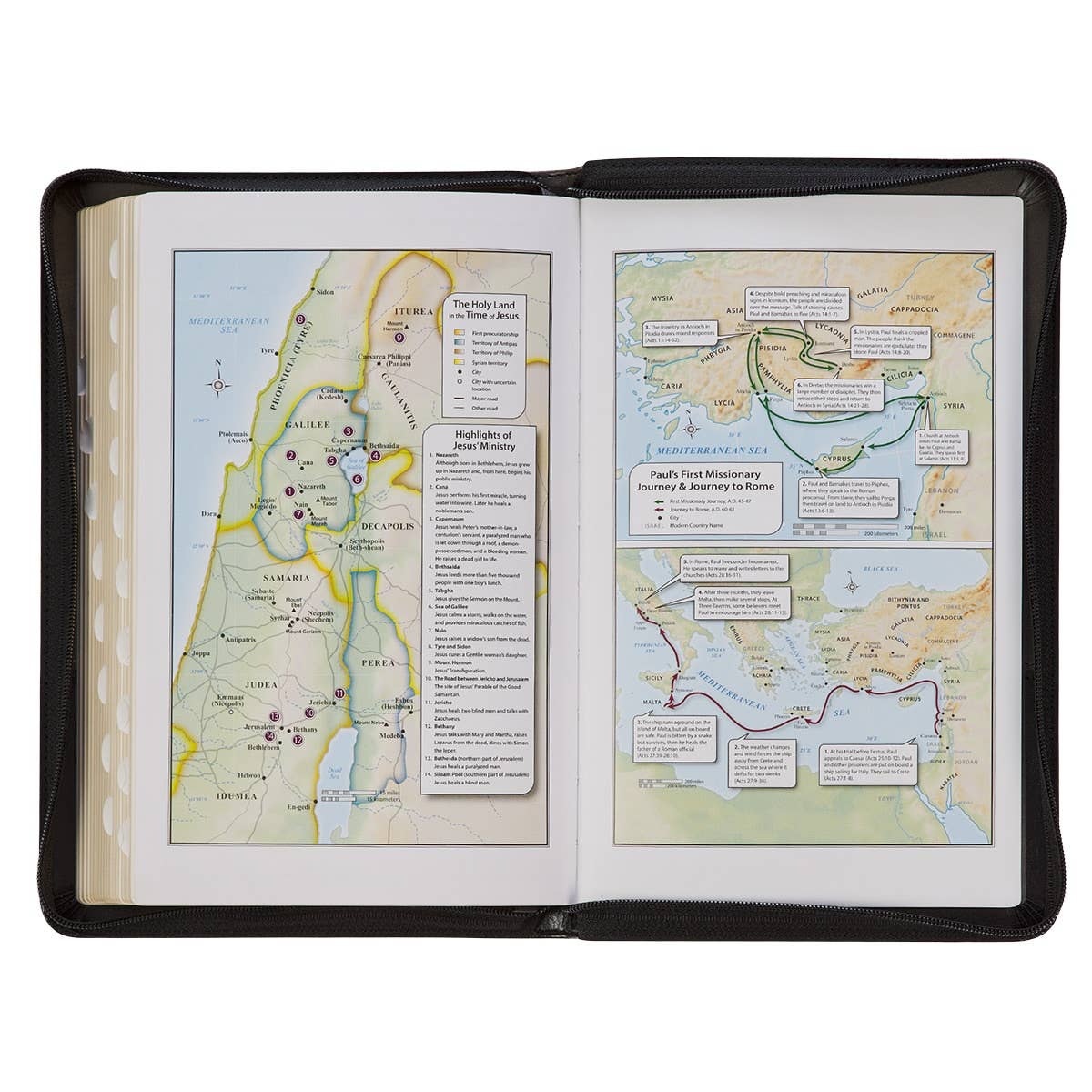 KJV Bible Deluxe Gift Faux Leather, Gray/Black w/zipper