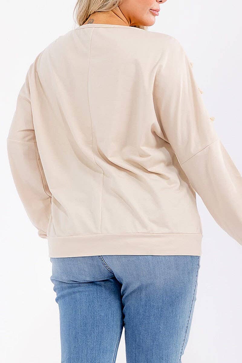 LONG SLEEVE FRINGE DETAILED TOP