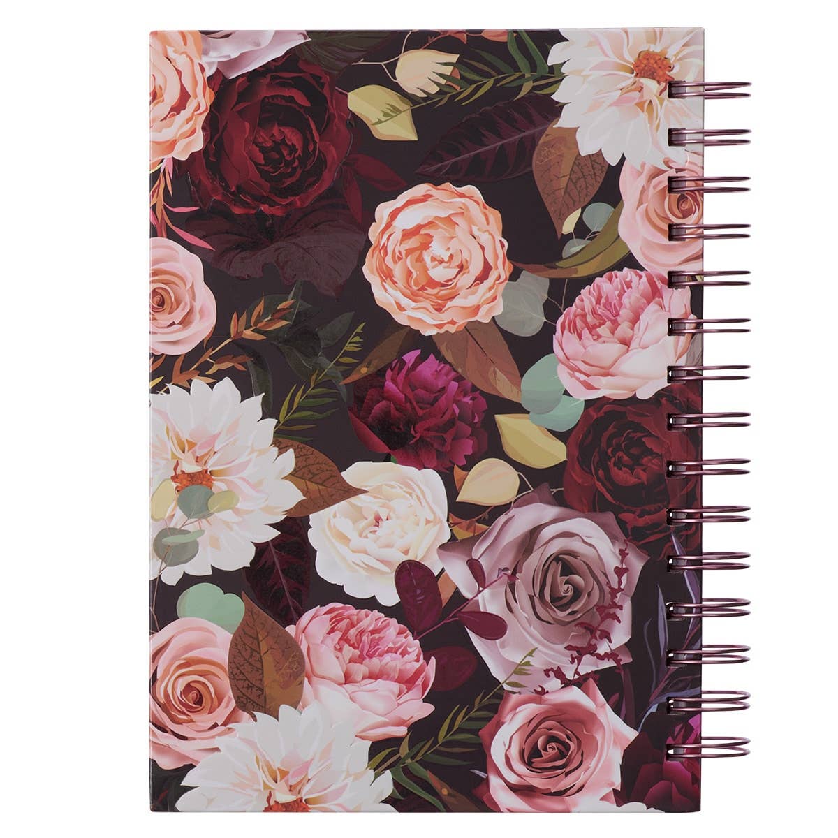 Journal Wirebound Black Floral Strong & Courageous Josh. 1:9