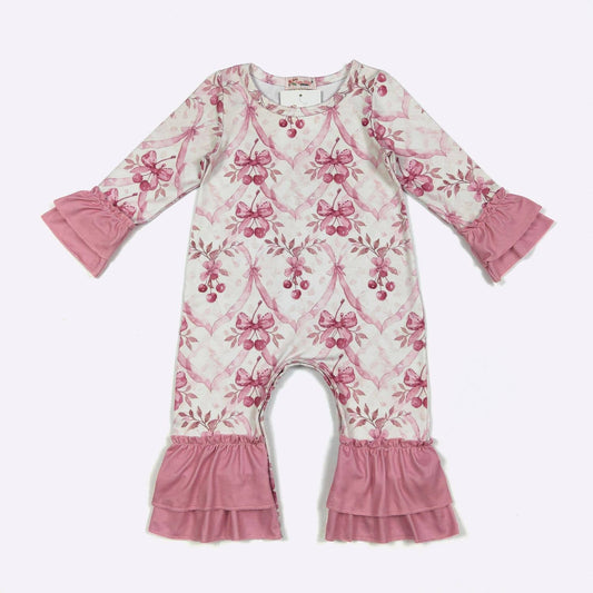 Mauve Cherries Baby Romper