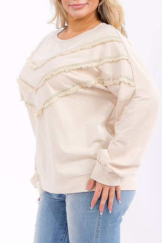 LONG SLEEVE FRINGE DETAILED TOP