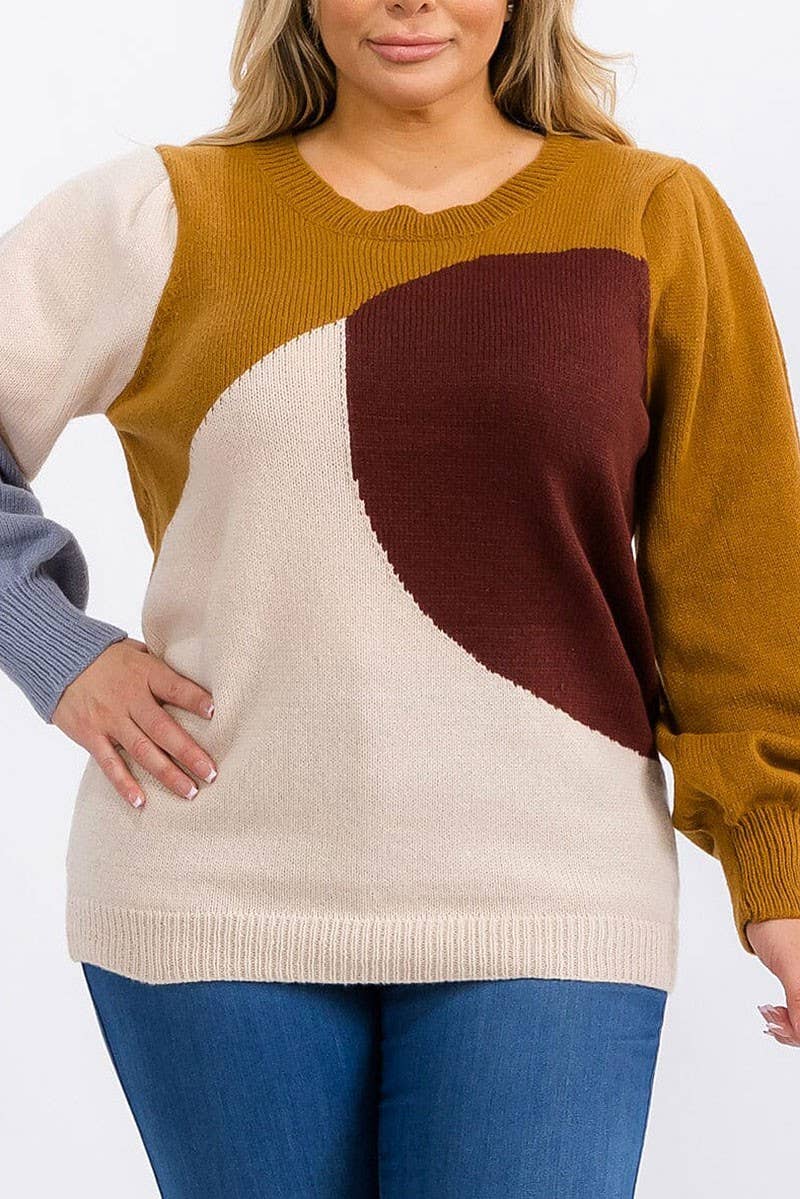 LONG SLEEVE COLORBLOCK PULLOVER SWEATER