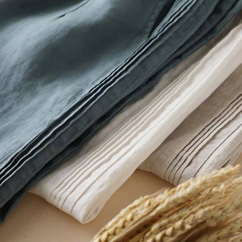 Women's Cotton Linen Wide-Leg New Style High-Waisted Thin Straight Casual Pants