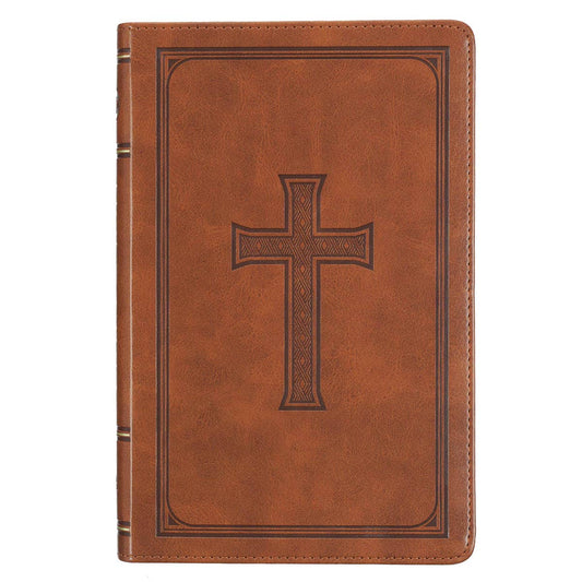 KJV Bible Deluxe Gift Faux Leather, Tan Cross