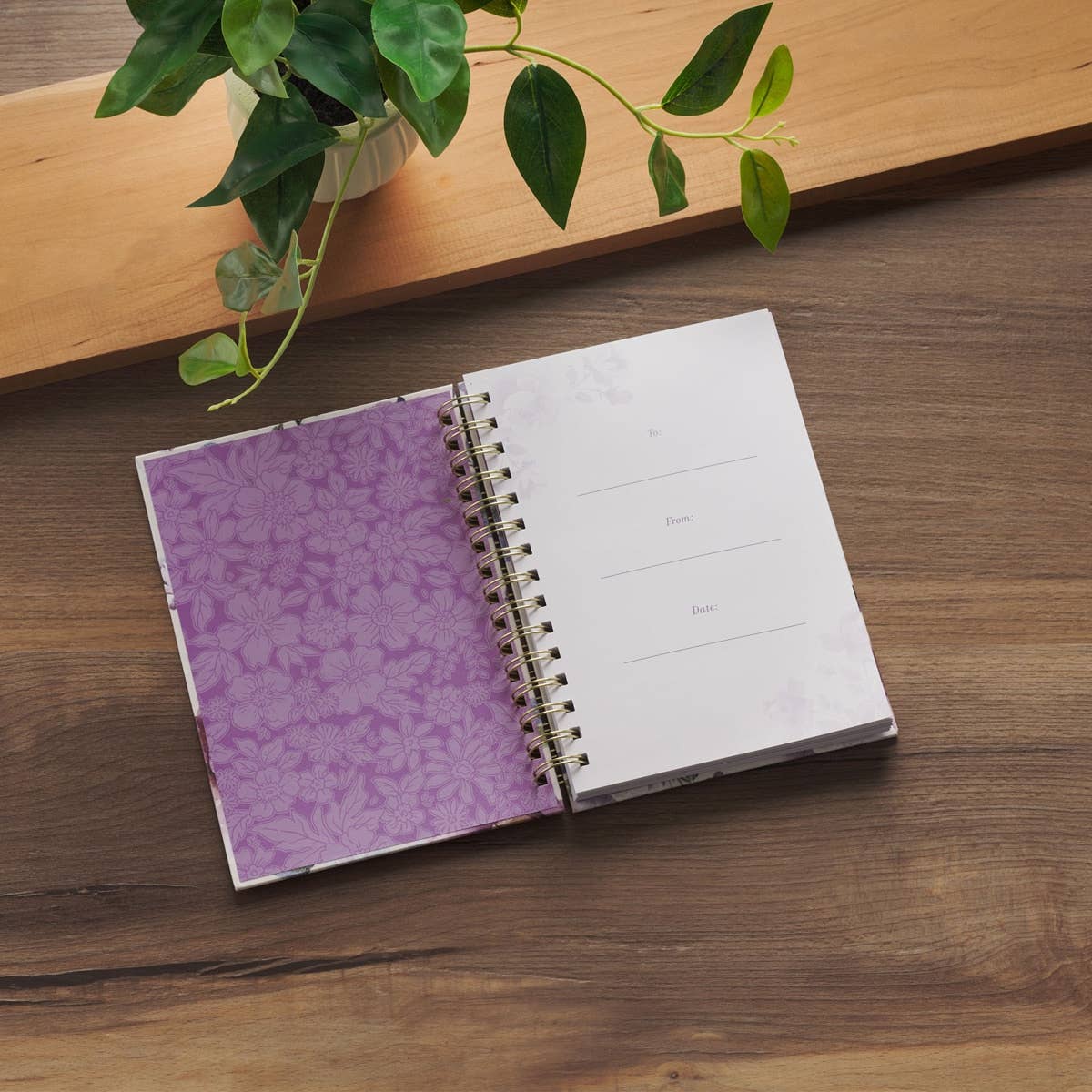 Journal Wirebound Purple Floral Strength & Dignity Prov31:25